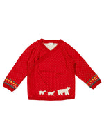 Load image into Gallery viewer, Knitted Polar Bear Red and Ivory Baby Sweater Set
