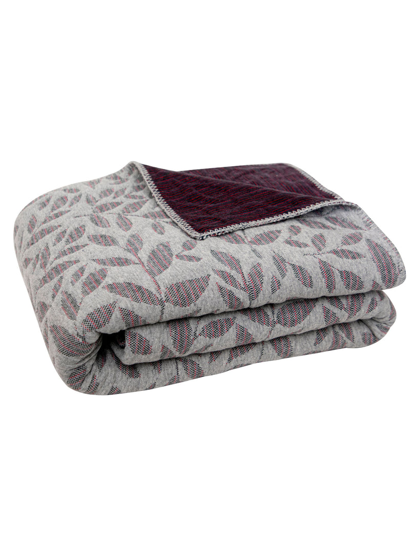 Knitted Grey and Grape Wine  Quilted Blanket