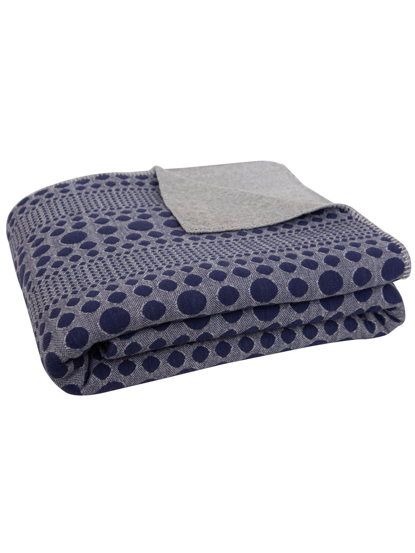 Knitted Blue and Grey Quilted Blanket