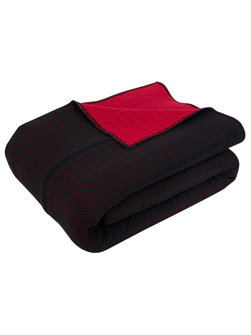 Knitted Red and Black Quilted Blanket