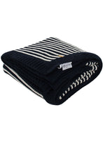 Load image into Gallery viewer, Black With White Strips Knitted Cotton Throw

