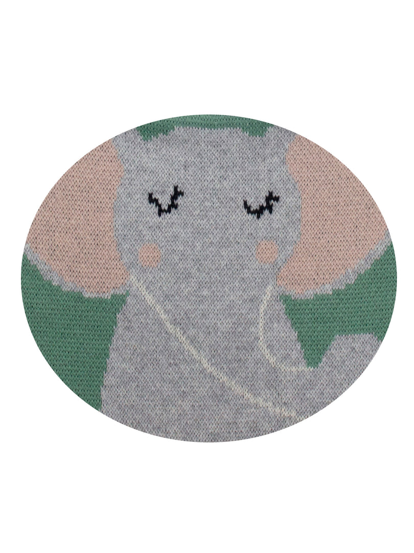 Cotton Knitted Green Elephant Bib Apron