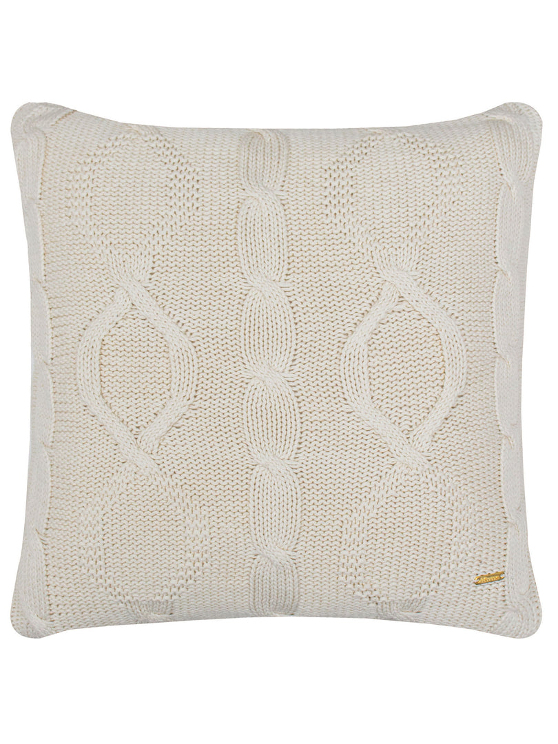 Pomme Cotton Knitted Decorative Cushion Cover Ivory Cable Texture Knit