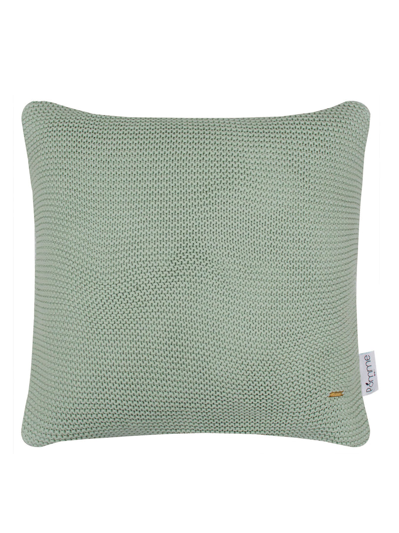 Pomme Cotton Knitted Decorative Cushion Cover Light Mint Garter Texture Knit