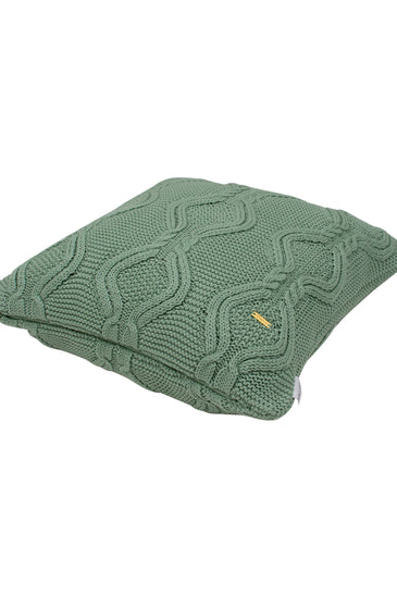 Pomme Cotton Knitted Decorative Cushion Cover Green Cable Texture Knit