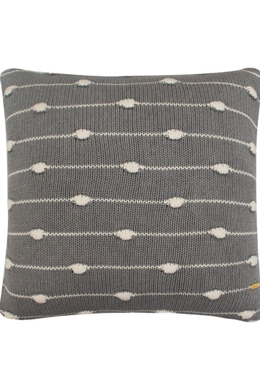 Pomme Cotton Knitted Decorative Cushion Cover Grey Melange Ivory 3D Bubble  texture Knit