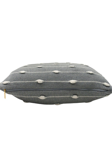 Pomme Cotton Knitted Decorative Cushion Cover Grey Melange Ivory 3D Bubble  texture Knit