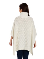 Load image into Gallery viewer, POMME Acrylic Knitted Ivory Poncho for Women
