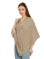 Load image into Gallery viewer, POMME Acrylic Knitted (Bleached Sand) poncho for Women
