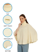 Load image into Gallery viewer, POMME Acrylic Knitted Off White (Cable knit) Poncho for Women
