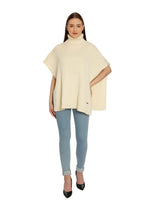 Load image into Gallery viewer, POMME Acrylic Knitted Off White Poncho for Women
