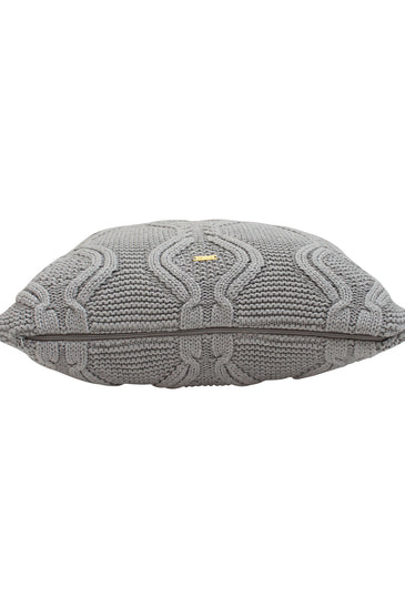 Pomme Cotton Knitted Decorative Cushion Cover Grey  Cable Texture Knit
