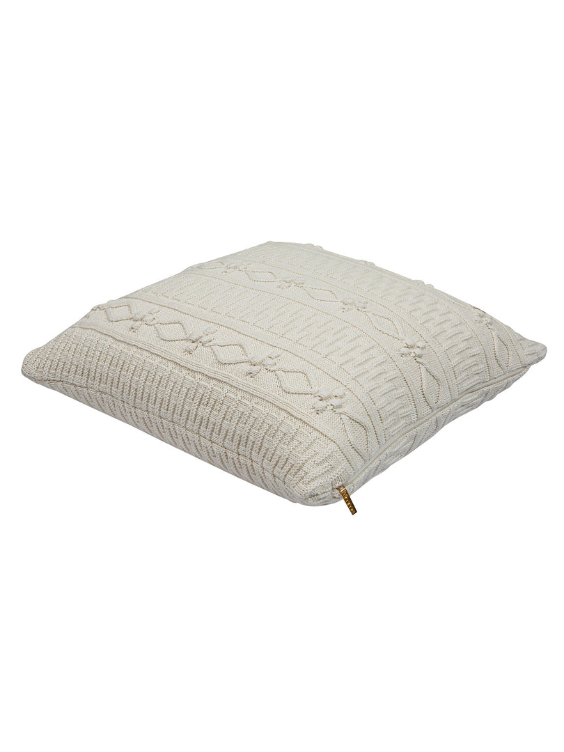 Pomme Cotton Knitted Decorative Cushion Cover Ivory  Cable Texture Knit