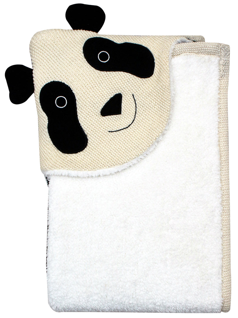 Knitted Hooded Blanket Panda Design With Sherpa Inside
