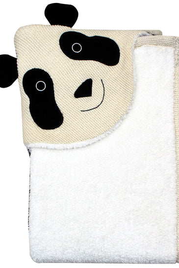Knitted Hooded Blanket Panda Design With Sherpa Inside
