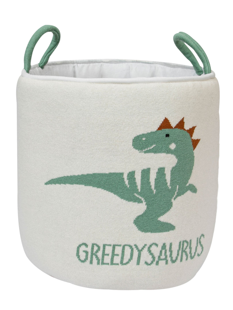 Knitted Storage Basket With Dino Pattern