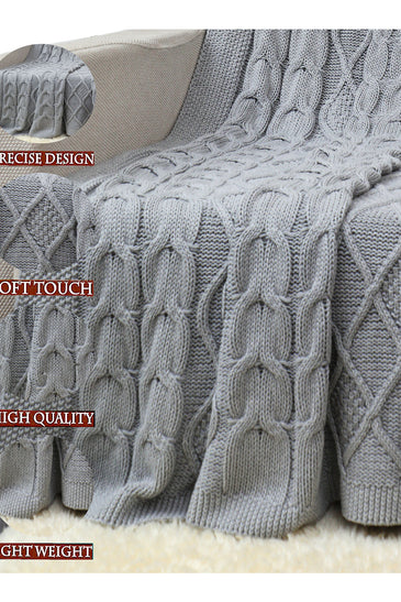 Gray Knitted Cotton Throw