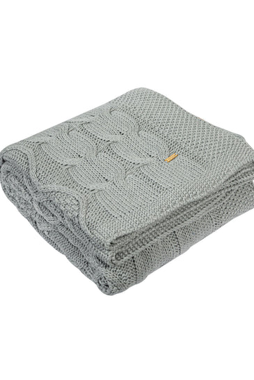 Gray Knitted Cotton Throw