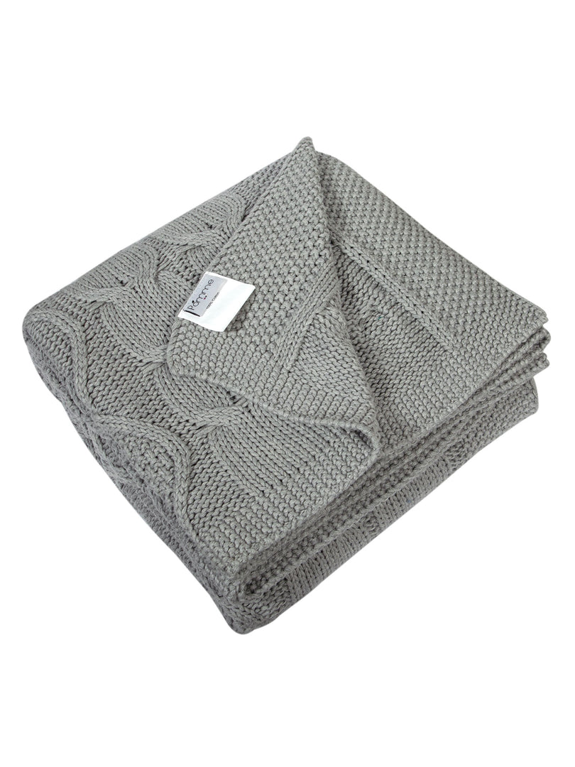 Gray Knitted Cotton Throw