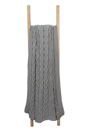Gray Knitted Cotton Throw