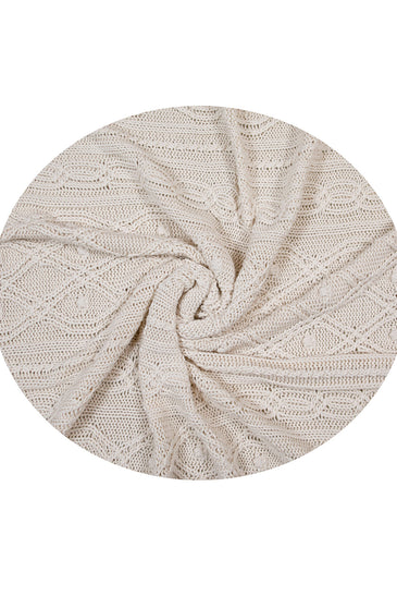 Ivory Twisted pattern Knitted Cotton Throw