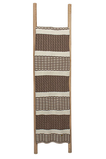 Ivory Brown pattern Knitted Cotton Throw