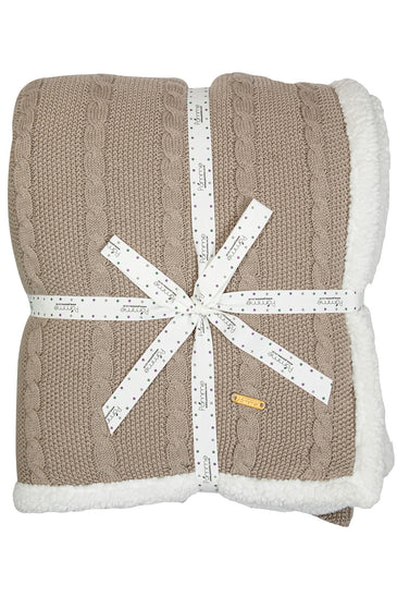 Brown Twisted  Pattern With Border Knitted Cotton Throw