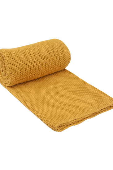 Knitted Moss Knit Yellow Stone Wash Texture Knit Throw