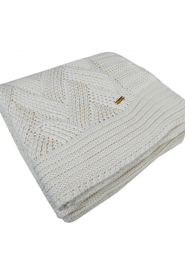 Knitted Basket Knit Ivory Chunky Knit Luxry Throw