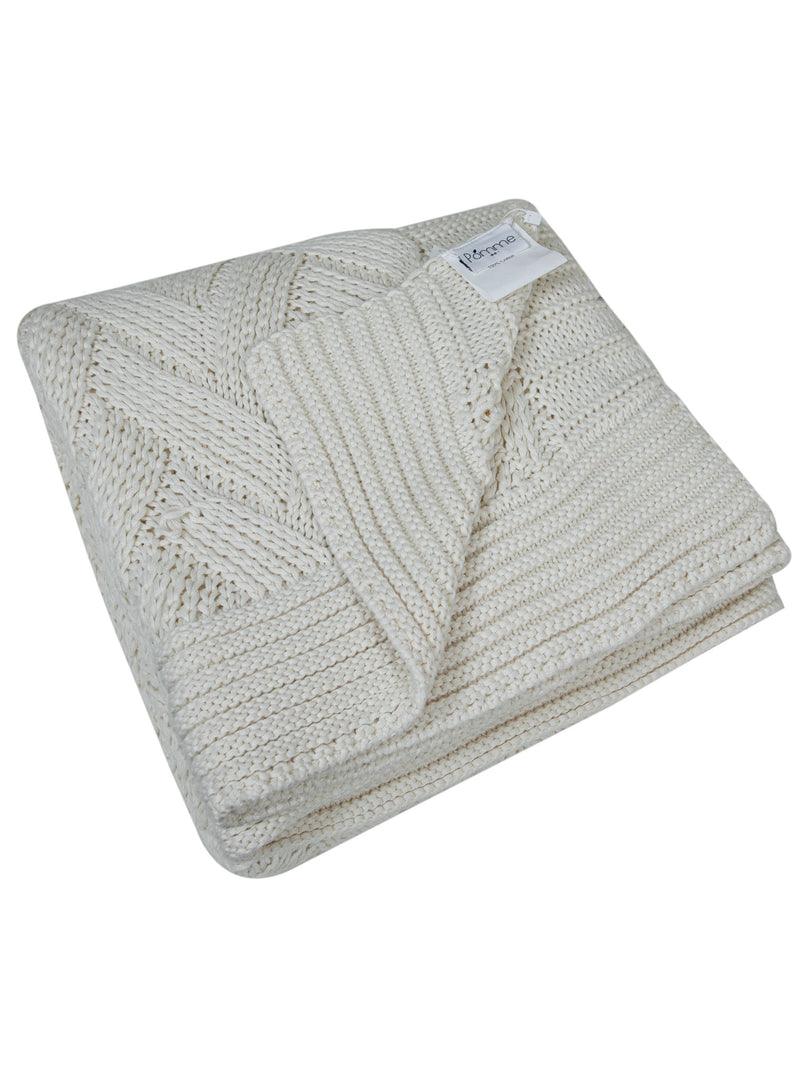 Knitted Basket Knit Ivory Chunky Knit Luxry Throw