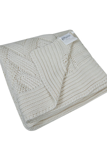 Knitted Basket Knit Ivory Chunky Knit Luxry Throw