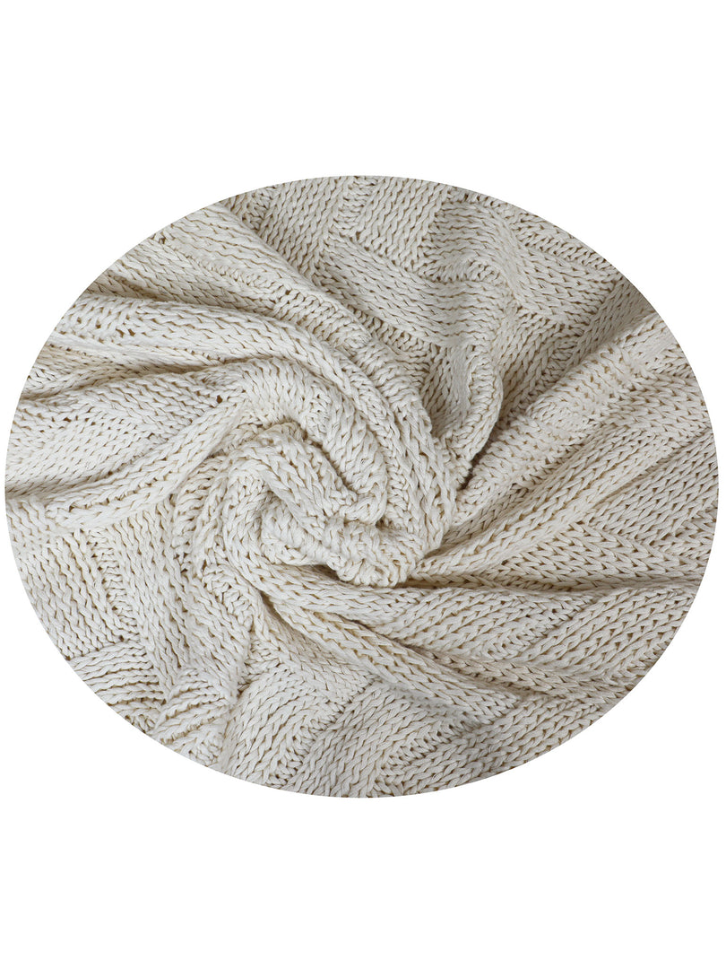 Knitted Basket Knit Ivory Chunky Knit Luxry Throw