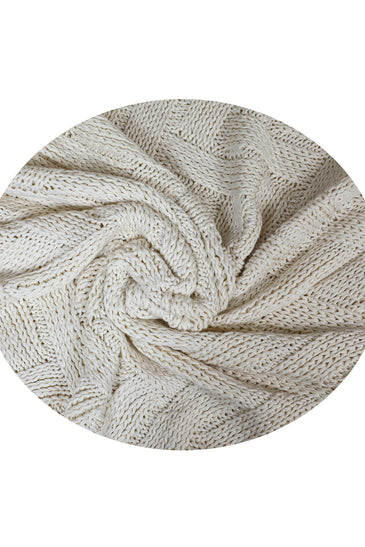 Knitted Basket Knit Ivory Chunky Knit Luxry Throw
