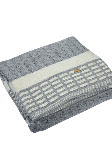 Knitted Cable With Chnille Stripe Texture Knit Luxry Throw