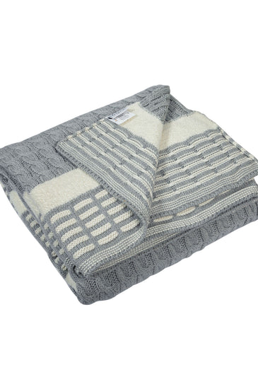 Knitted Cable With Chnille Stripe Texture Knit Luxry Throw