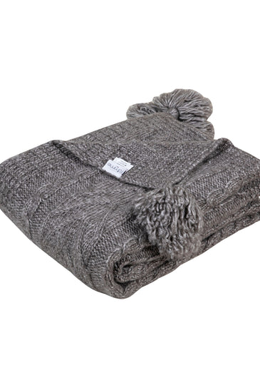 Knitted TEXTURE Knit throw Brown with tassels