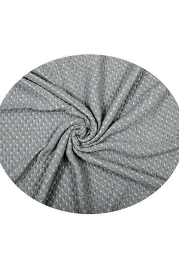 Knitted Grey Melange With Ivory 3D Quilted Throw