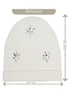 Load image into Gallery viewer, Cotton knitted Winter Cap For Women Ivory + Sequence Stone
