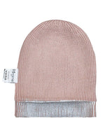Load image into Gallery viewer, Cotton knitted winter Cap for Women  -- Light Pink Silver Foil Print
