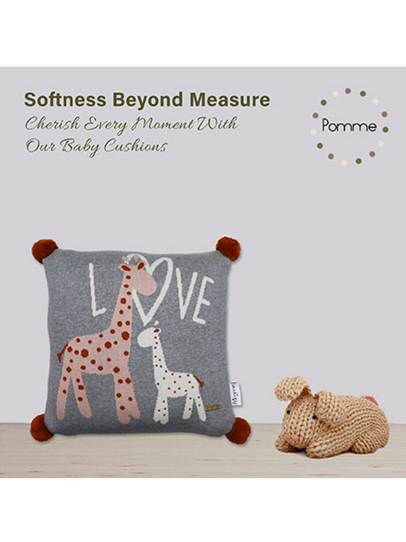 Love Giraffe Pattern Knitted Baby Cushion Cover