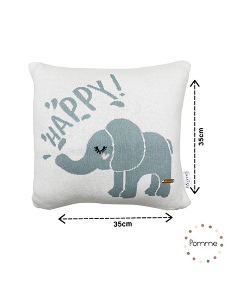 Happy Elephant  Pattern Knitted Baby Cushion Cover