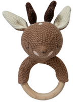Load image into Gallery viewer, Knitted Deer Rattle With Wooden Ring
