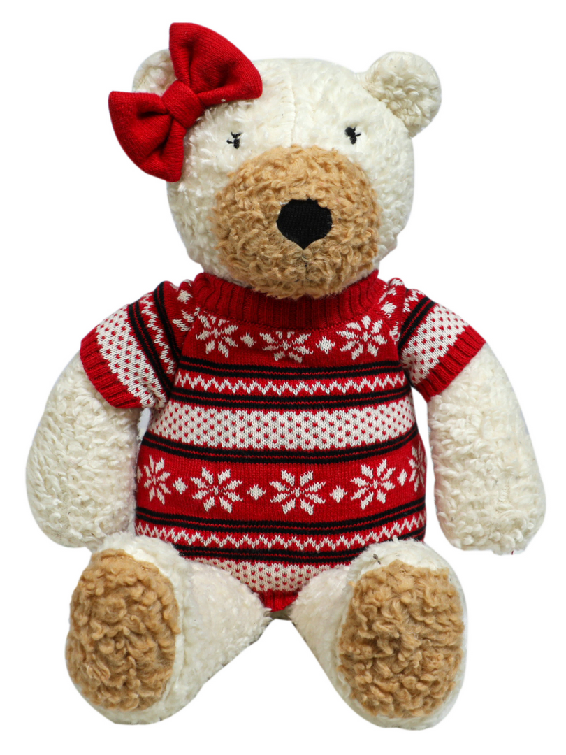 Knitted Soft Bear With Red Dress
