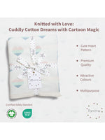 Load image into Gallery viewer, Light Gray Heart Pattern Knitted Baby Blanket