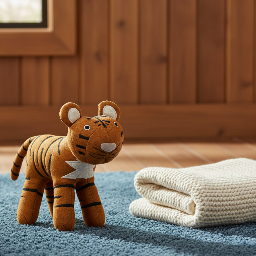 Pomme Soft Knitted Crawling Tiger (Mustard)