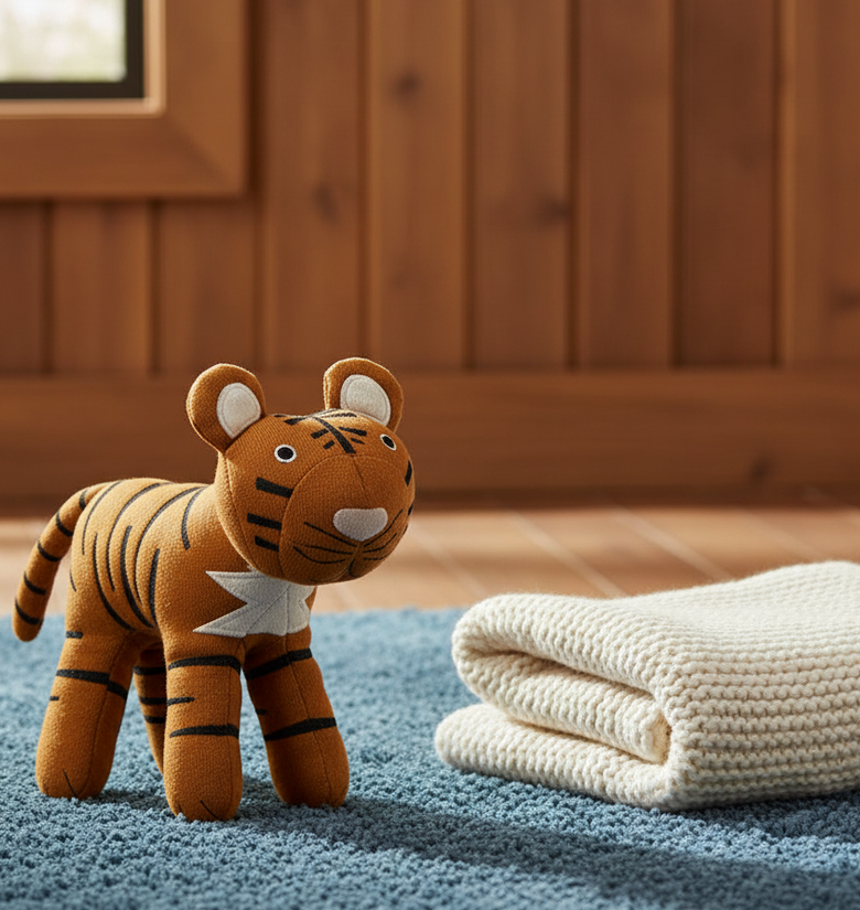 Pomme Soft Knitted Crawling Tiger (Mustard)