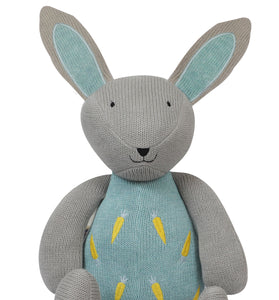 Knitted Soft Toy Blue Bunny With Carrot