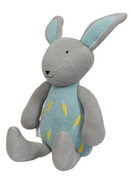 Load image into Gallery viewer, Knitted Soft Toy Blue Bunny With Carrot