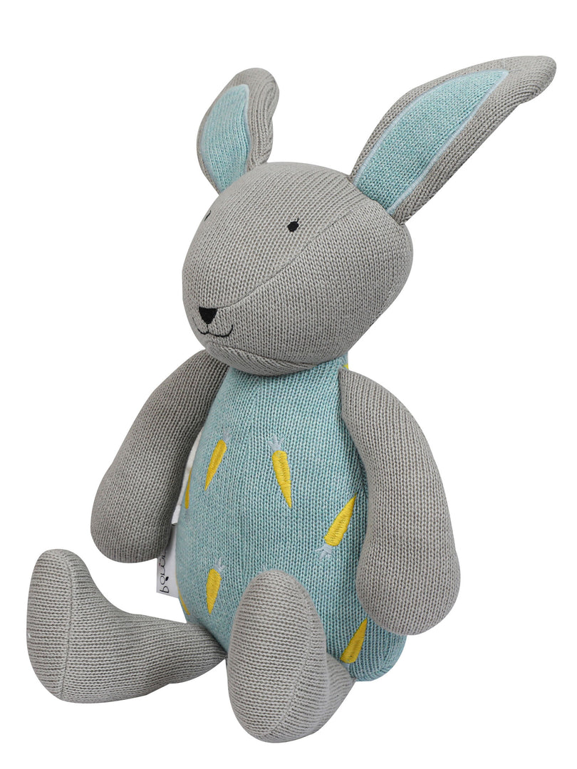 Knitted Soft Toy Blue Bunny With Carrot
