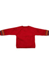 Knitted Polar Bear Red and Ivory Baby Sweater Set